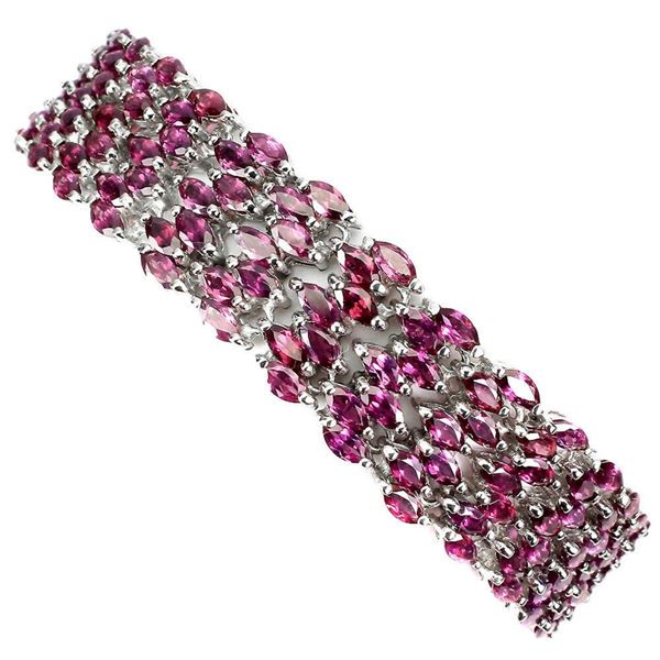 Natural Unheated Marquise Rhodolite Garnet Bracelet