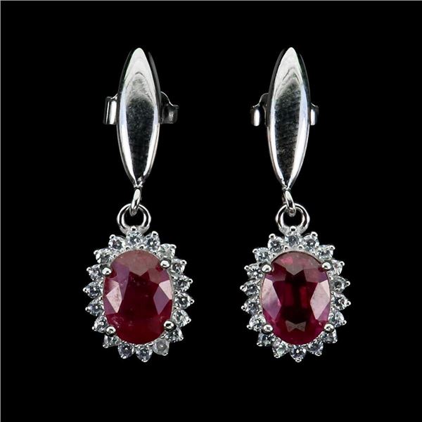 Natural Pigeon Blood Red Ruby Earrings