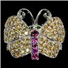 Image 1 : Natural Unheated Rhodolite &Sapphire Butterfly Ring