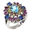 Image 1 : Natural Swiss Blue Topaz Kyanite Rhodolite Sapphire Ring