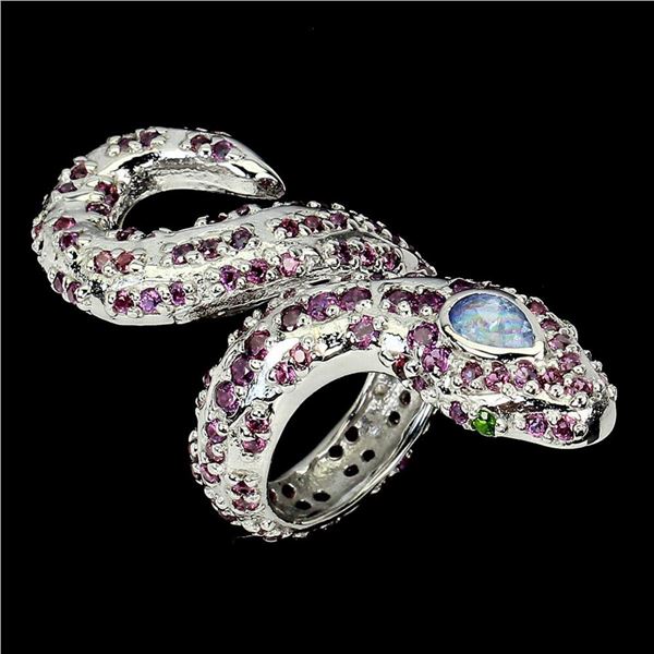 Unheated Tanzanite Rhodolite Garnet Cobra Ring