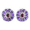 Image 1 : Natural Unheated Rhodolite Amethyst Tanzanite Earrings