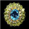Image 1 : Natural Swiss Blue Topaz Peridot Sapphire Ring