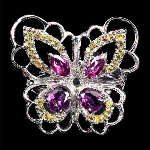 Unheated Rhodolite Sapphire Butterfly Ring