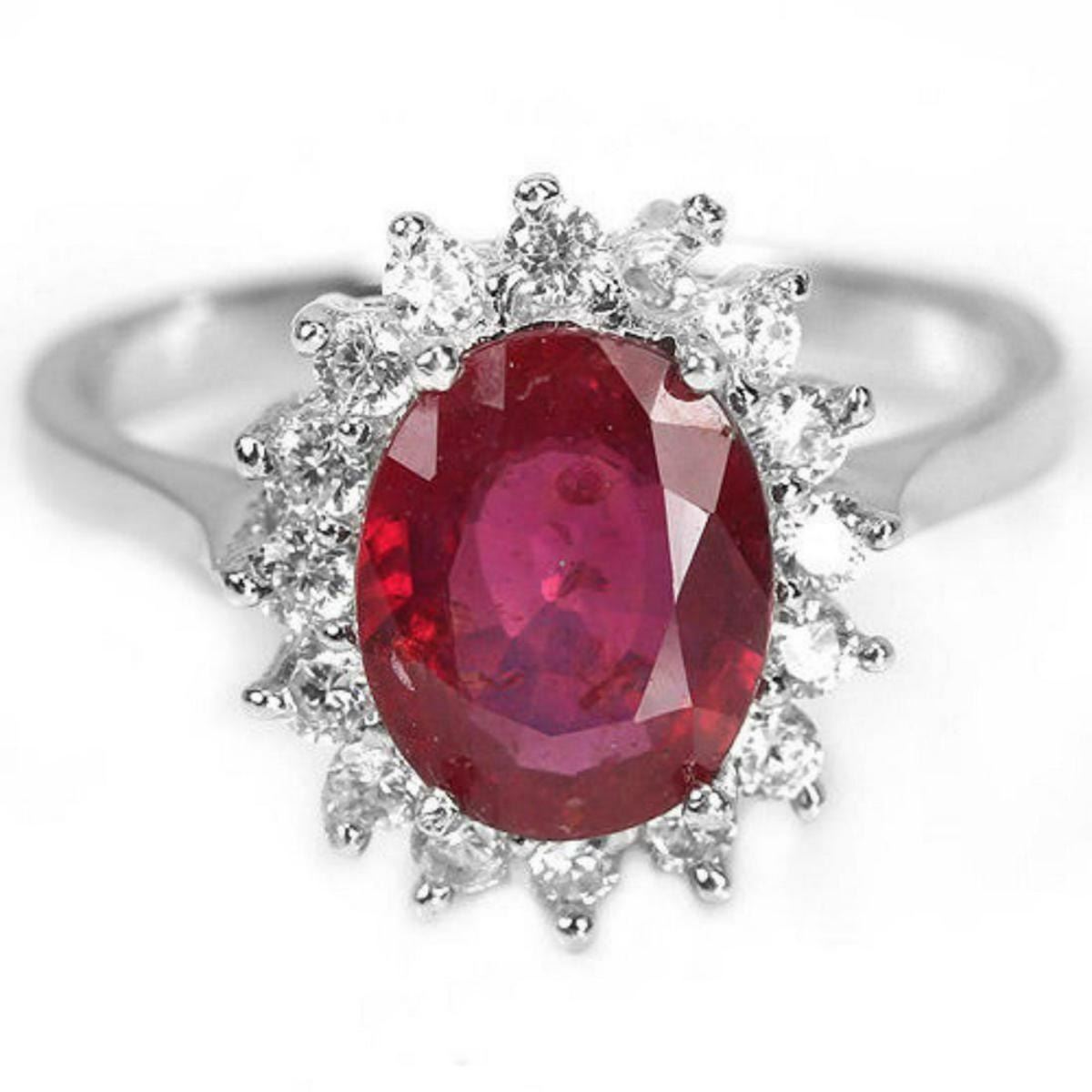 Natural 9X7 MM. OVAL AAA RED RUBY Ring