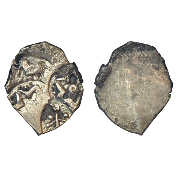 Ancient India: Archaic silver punch-marked coin, Godavari vallery region, ½ karshapana, 1.47g.