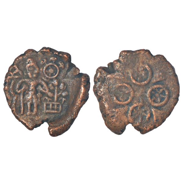 Ancient India: Ancient Malwa - post-Mauryan copper coin, 'standing man' type, PAIC 637, 2.68g.