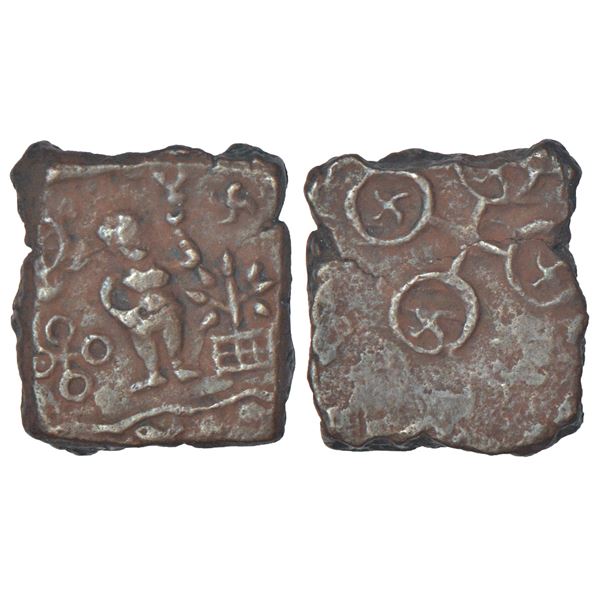 Ancient India: Ancient Malwa - post-Mauryan copper coin, 'goddess' type, PAIC 686, 4.70g.