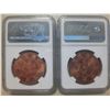 Image 2 : China Sinkiang, 10 cents copper coin, 1910-Dated, Fantasy Restike, NGC MS64RD, Lot of 2