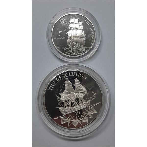 Niue 5 dollars and 10 dollars, 1992, silver proof coin, Set of 2