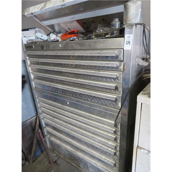 S/S Diamond Plate Steel Glide 12 Drawer Toolbox