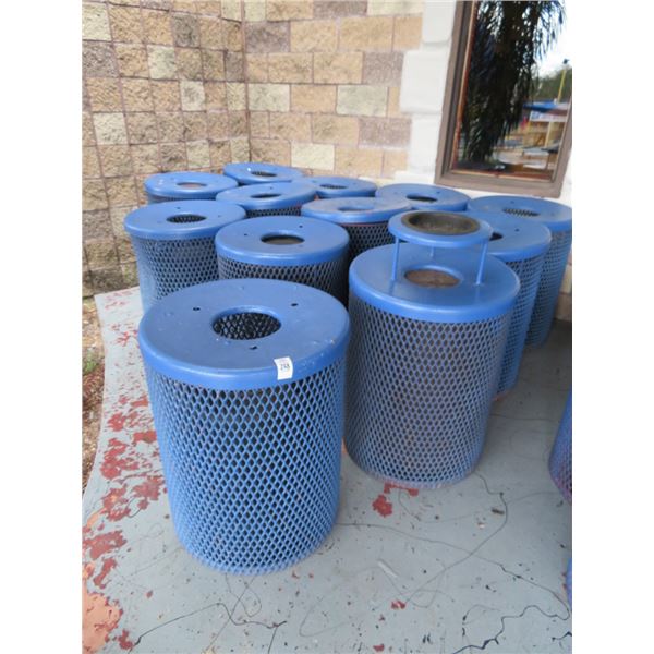 12-Blue 4' Metal Waste Bins - 12 X $