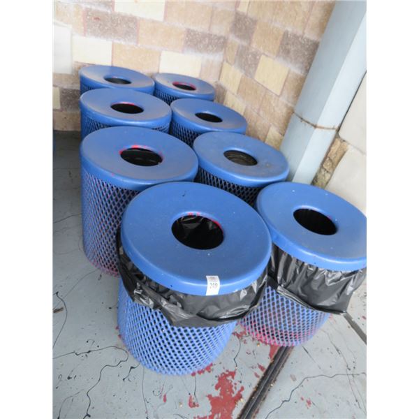 8-Blue 3' Metal Waste Bins - 8 X $