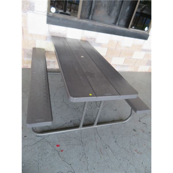 Grey Plastic Lifetime 6' Picnic Table