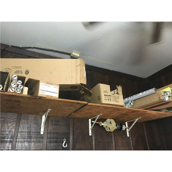 Shelf Lot of Light Fixtures & Hardware