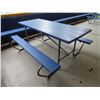 Image 4 : 6-Wood Steel Frame Blue Picnic Tables - 6 X $