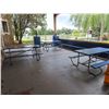 Image 6 : 6-Wood Steel Frame Blue Picnic Tables - 6 X $