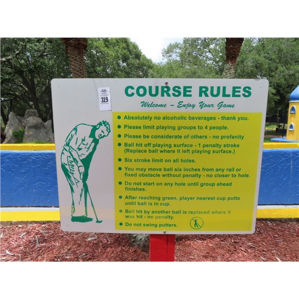 Golf Course Rules Welcome Sign