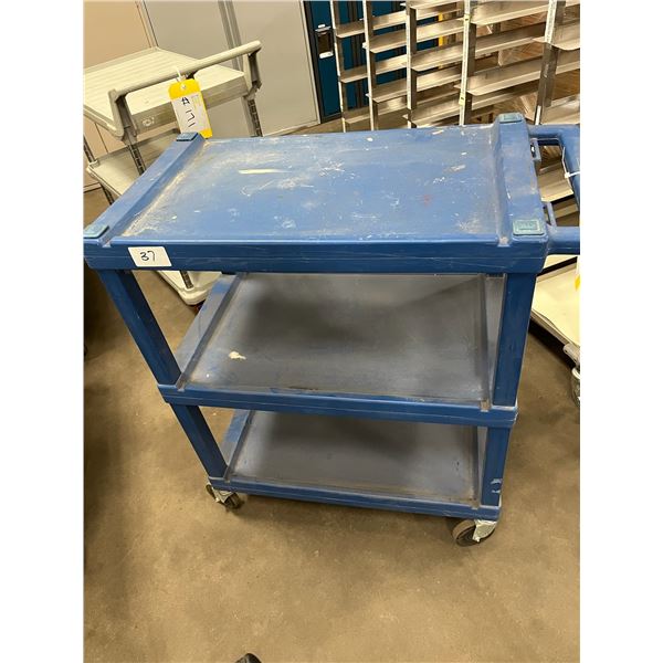 Blue Plastic Cart On Wheels