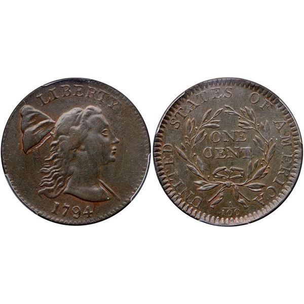 1794 S-19b R4 Head of 1793, Edge of 1794 PCGS graded AU53, CAC Approved