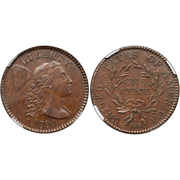 1794 S-68 R5 Head of 1795 NGC graded MS62 Brown