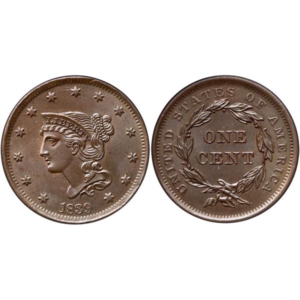 1839 N-8 R1 Type of 1840 ANACS graded MS62 Brown