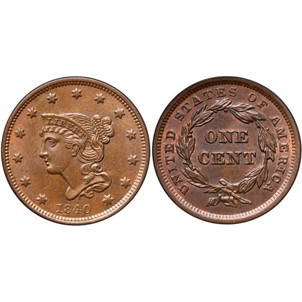 1840 N-3 R1 Small Date ANACS graded AU55