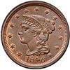 Image 2 : 1846 N-3 R2 Repunched 4 ANACS graded MS63 Red & Brown