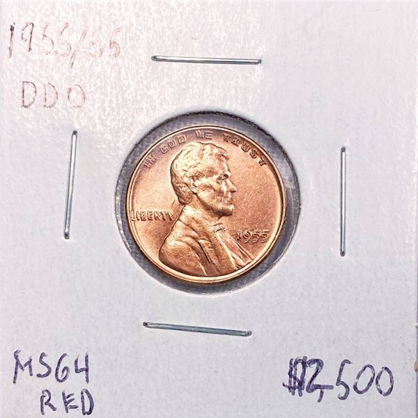 1955/55 DDO Wheat Cent -MS64 RD