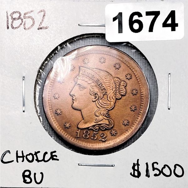 1852 Large Cent - Choice BU