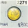Image 1 : 1908 $5 Gold Half Eagle -MS64