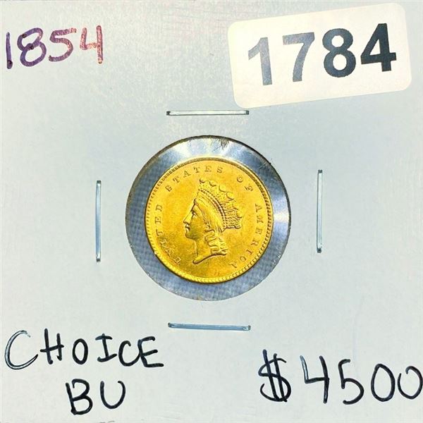 1854 Rare Gold Dollar - Choice BU