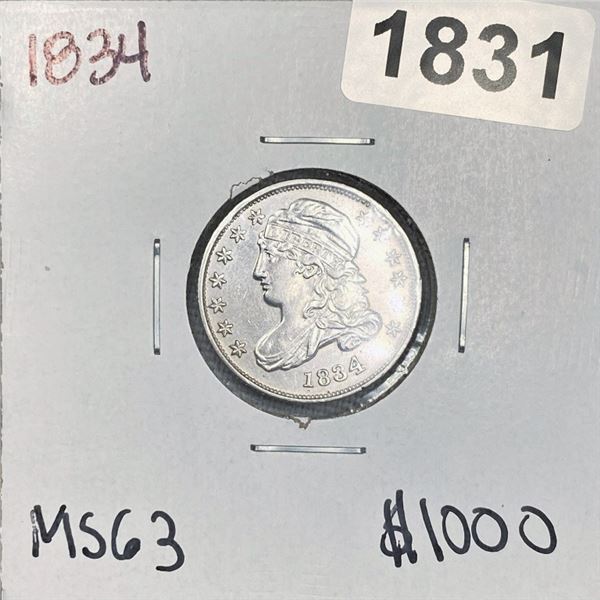 1834 Capped Bust Dime -MS63