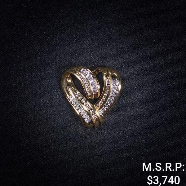 3.5 DWT 14 KT Gold Heart Pendant w/ Dimd Lining