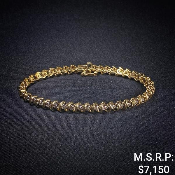 7.8 DWT 14 KT Gold w/ Dimd Lining Bracelet