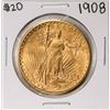 Image 1 : 1908 No Motto $20 St. Gaudens Double Eagle Gold Coin