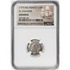 Image 1 : El Cazador Shipwreck (1772-83) Mexico 1/2 Real Silver Coin NGC Genuine w/ Story Card