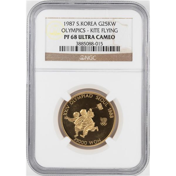 1987 S. Korea $100 Proof Olympics Commemorative Gold Coin NGC PF68 Ultra Cameo