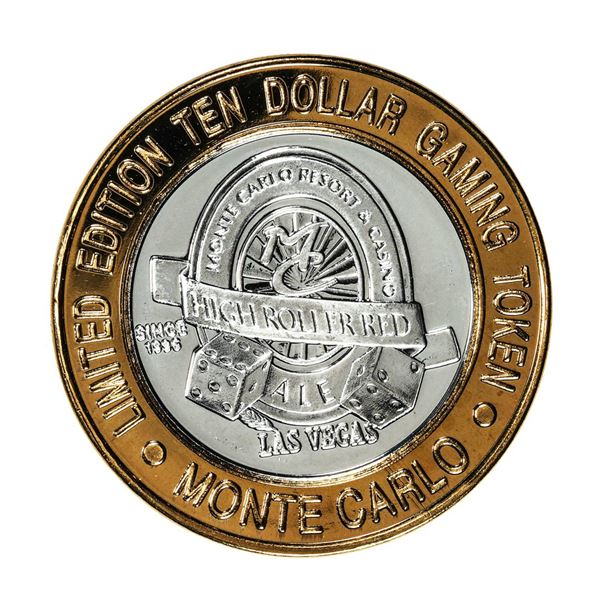 .999 Silver Monte Carlo Las Vegas, Nevada $10 Casino Limited Edition Gaming Token