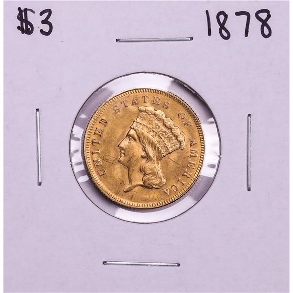 1878 $3 Indian Princess Head Gold Coin