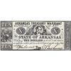 Image 1 : 1862 $10 Arkansas Treasury Warrant Little Rock, AR Obsolete Note