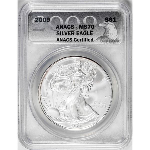 2009 $1 American Silver Eagle Coin ANACS MS70
