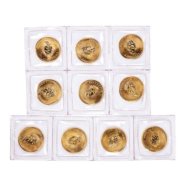 Lot of (10) Sealed 1999 Canadian $5 Maple Leaf Gold Coins