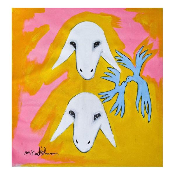 Menashe Kadishman Original Acrylic On Canvas
