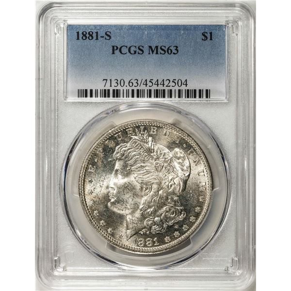 1881-S $1 Morgan Silver Dollar Coin PCGS MS63