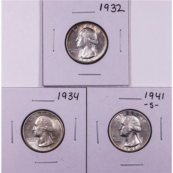 Lot of 1932, 1934 & 1941-S Washington Quarter Coins