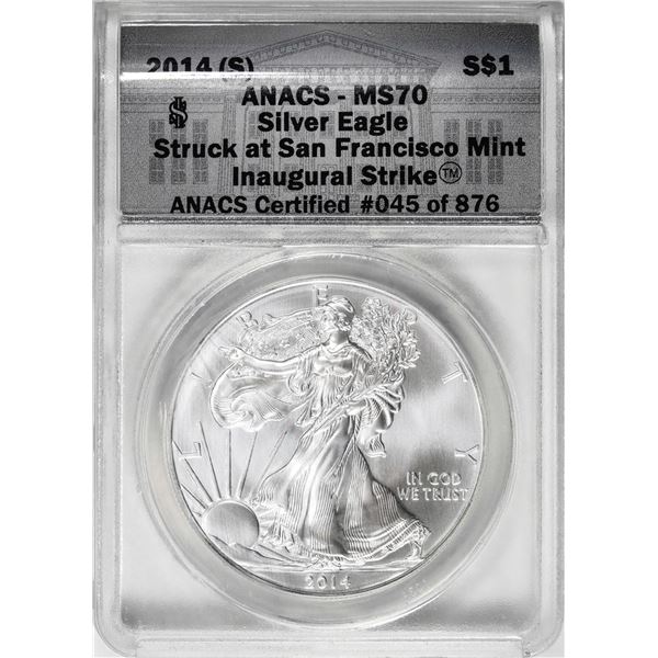 2014-(S) $1 American Silver Eagle Coin ANACS MS70
