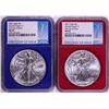 Image 1 : Lot of (2) 2021 Type 1 $1 American Silver Eagle Coins NGC MS69 FDOI Red & Blue Cores