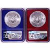 Image 2 : Lot of (2) 2021 Type 1 $1 American Silver Eagle Coins NGC MS69 FDOI Red & Blue Cores