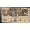 Image 1 : 1863 Fifty Cents State of Georgia Milledgeville, GA Obsolete Note